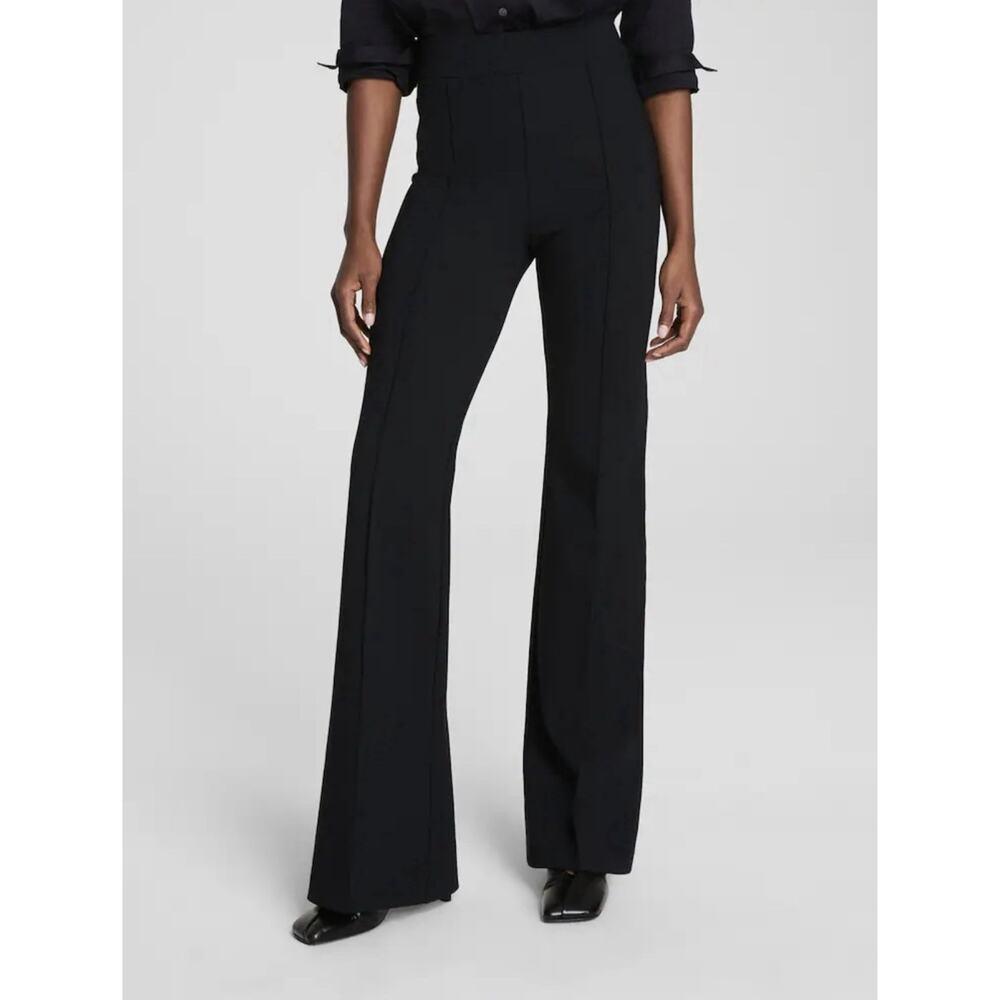 SPANX Black Ponte Knit Pull-On Flare Leg Dress Pants High Rise Tall S